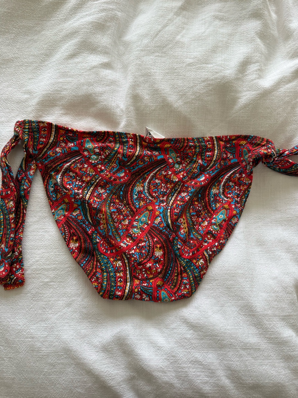 Lucky Brand Red Paisley Tie-Side Bikini Bottom Size Large - Picture 5 of 5